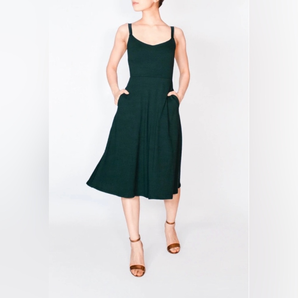 Cobalt District BCI Cotton A-Line Midi Emerald Green Dress - Size 2XL